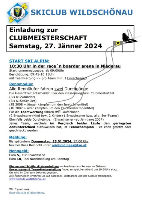 Einladung zum 1 2 DreierCup Clubmeisterschaft SCW Wildschönau