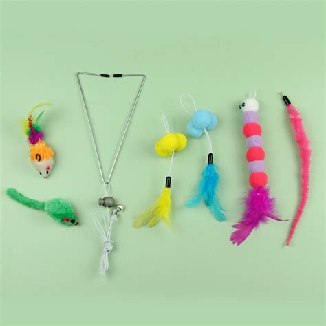 ติดแมวตลกcat Feather Toy Hanging Set Cat Toys For Indoor Cats Cat Feather Toys Teaser Sulies