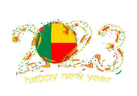 Premium Vector | 2023 year in grunge style with flag of benin