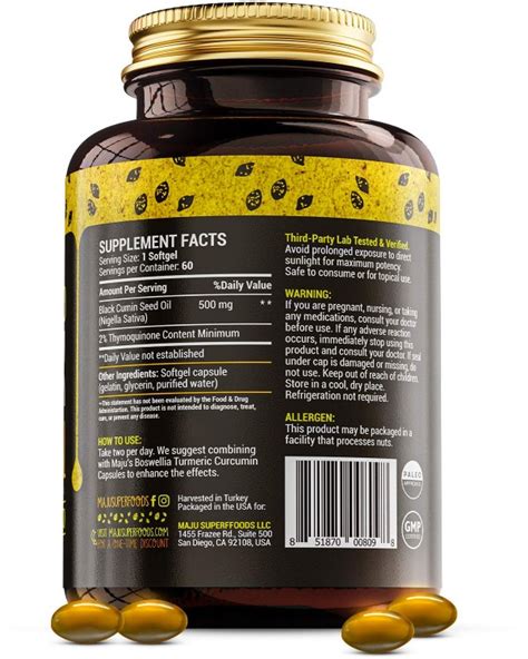 Maju S Black Seed Oil Capsules Cold Pressed X Thymoquinone