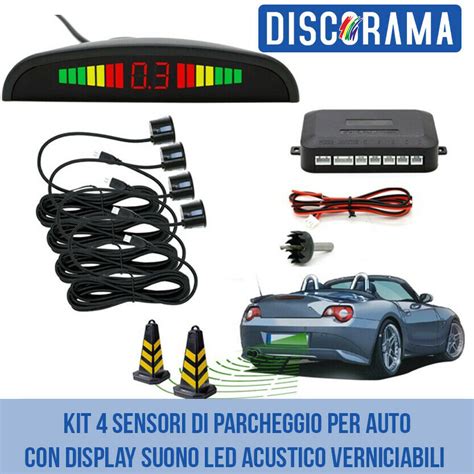 KIT 4 SENSORI DI PARCHEGGIO PER AUTO CON DISPLAY SUONO LED ACUSTICO