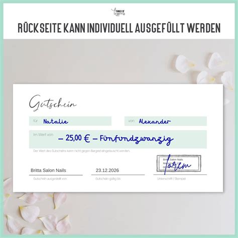 Blanko Gutscheine Zum Ausf Llen St Ck Geschenkgutschein F R