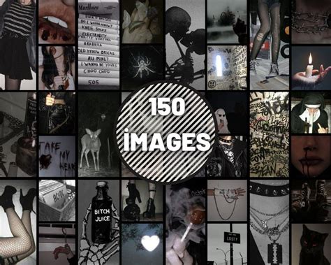 150pcs Grunge Wall Collage Kit Grunge Collage Black Wall Decor Black Wall Collage Grunge