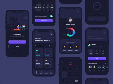 language learning app ui kit  emre bastas  dribbble