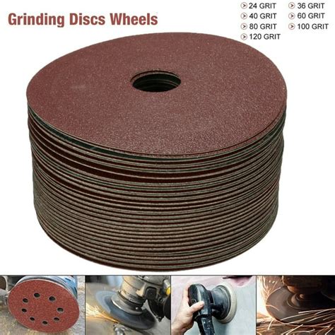 50Pcs Sanding Discs 115mm Fibre Sanding Grinding Discs Wheels 24-120 Grit Sander Sandpaper for ...