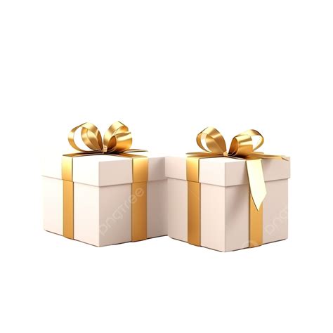 Cajas De Regalo Realistas En Blanco Y Dorado En 3d Aisladas PNG