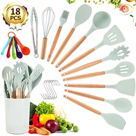 Silicone Cooking Utensil Set Vomelon 18 Pcs Spatulas For Nonstick