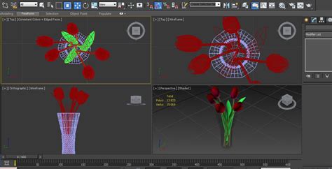 Florero De Vidrio Con Tulipanes Modelo D Ds Fbx Max Free D