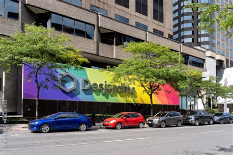 Montreal, QC, Canada - September 4, 2021: Desjardins sign at Complex ...