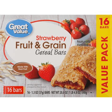 Great Value Cereal Bars Fruit And Grain Strawberry Value Pack 13 Oz