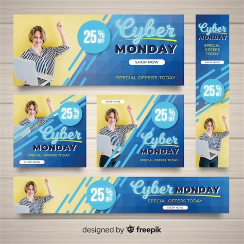 Colección de banners de rebajas de cyber monday Vector Gratis