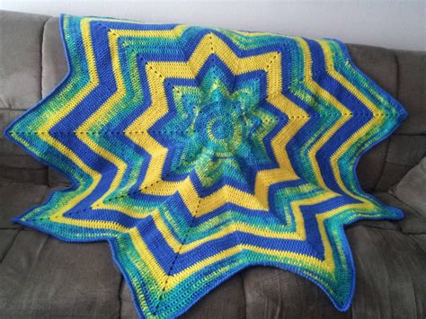 9 Pointed Round Ripple With Solid Center Star Blanket Crochet Best