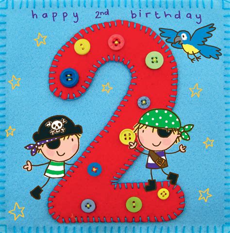 Buy Twizler 2nd Birthday Card For Boy with Pirate and Parrot - Two Year Old - Age 2 - Childrens ...