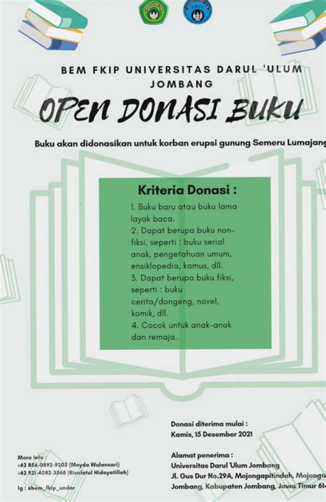 Open Donasi Buku Untuk Korban Erupsi Gunung Semeru Universitas Darul