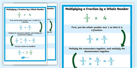 How To Multiply Fractions By Whole Numbers Poster Twinkl Worksheets