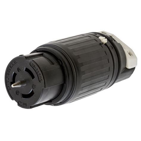 Hubbell Wiring Cs6364c 4 Wire 3 Pole Polarized Connector Body 125 250 Volt Ac 50 Amp Black White