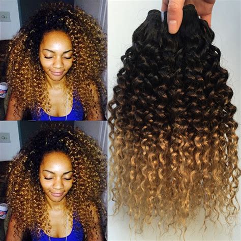 Buy Ombre Kinky Curly Hair Brazilian Human Hair Weave Bundles T1b427 Remy