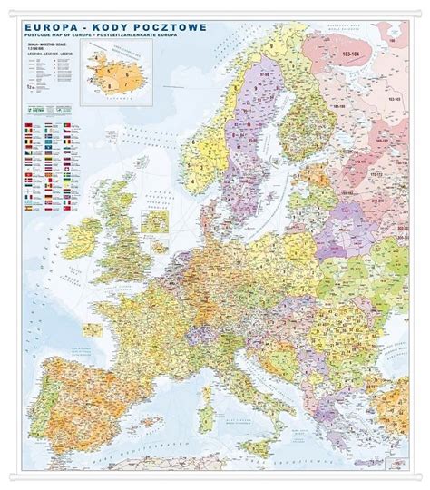 Europa Kodowa Mapa Cienna Z Kodami Pocztowymi Rurki Pcv