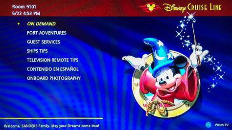 Disney Cruise Line Stateroom Television Channel Lineup & On-Demand ...