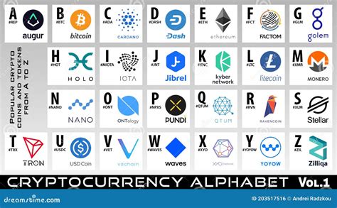 Crypto Coins And Tokens Logos From A To Z Vol 1 Vector BTC And