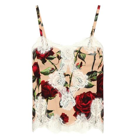 Dolce And Gabbana Lace Trimmed Floral Printed Camisole Lyst