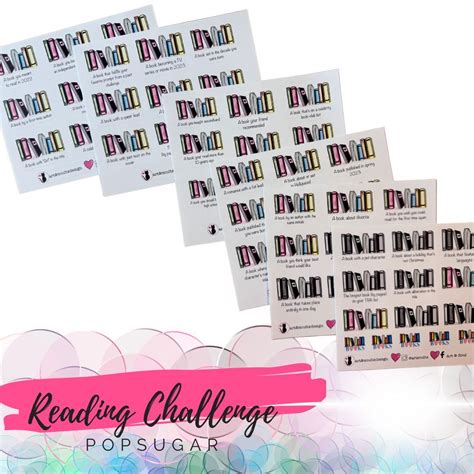 Popsugar Reading Challenge Stickers Calendar Stickers Book Stickers