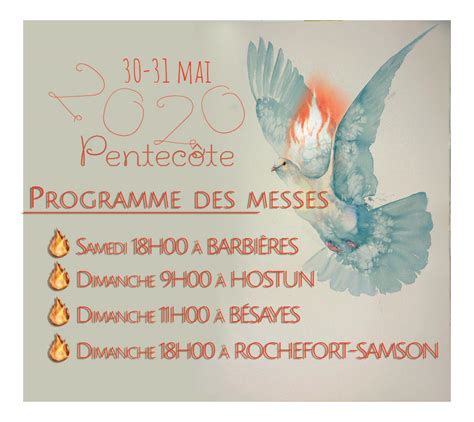 F Te De Pentec Te Programme Des Messes Paroisse Saint Pierre Des