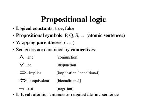 PPT Propositional And First Order Logic PowerPoint Presentation Free