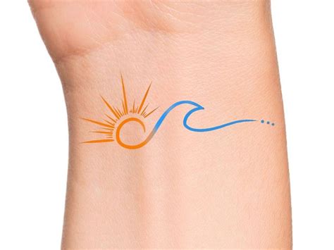 Sun Wave Temporary Tattoo Color Tattoo Etsy In 2024 Tasteful