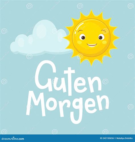 Guten Morgen Hand Drawn Vector Lettering In German In English Means