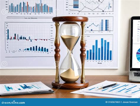 Time Management Concept Hourglass With Line Graphs Stock Illustration Illustration Of