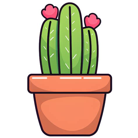 Cactus in a pot drawing ai generative 28866753 PNG