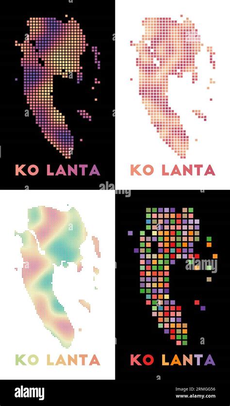 Ko Lanta map. Collection of map of Ko Lanta in dotted style. Borders of ...