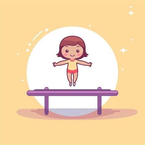 Fille Sautant Sur Un Trampoline Illustration Vectorielle Dans Le Style