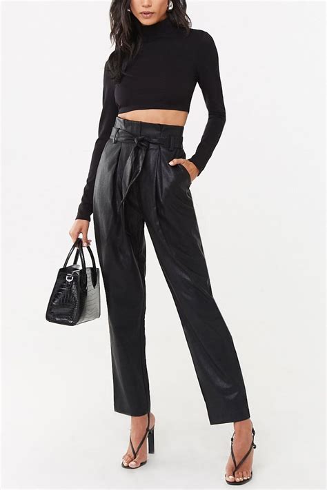 Faux Leather Paperbag Pants Forever 21 Classy Leather Pants