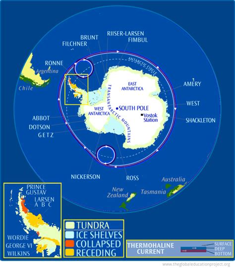 Map Of Antarctic Geography Ice And Currents The Global Education