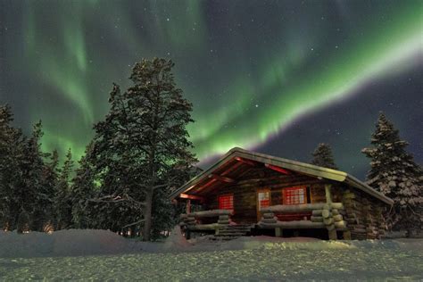 This striking cottage under the Northern lights in Lapland, Finland ...