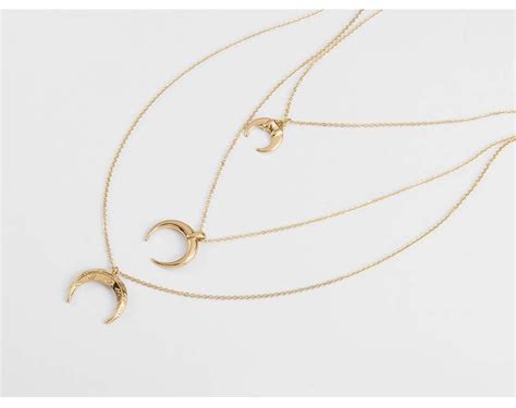 Collier Multirang Lune Corne Bijoux Fantaisie Femme