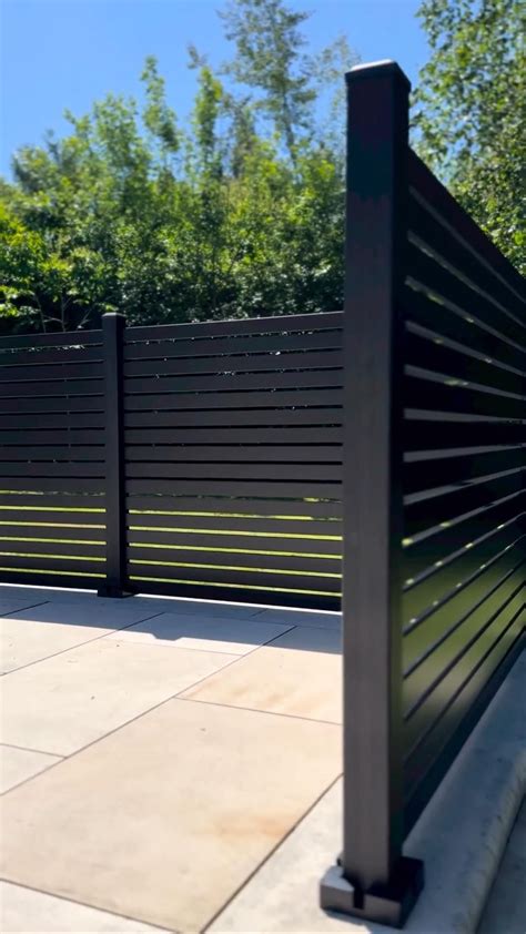 Modern Black Fence | Aluminum Fence Panels | Modern fence, Backyard ...