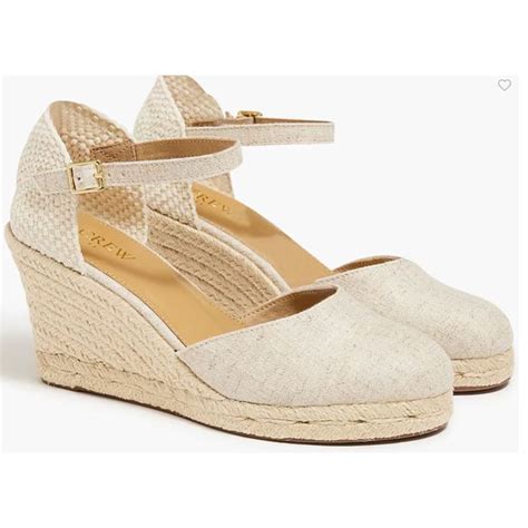 New J Crew Ankle Strap Espadrille Wedges Sandals Tan Gold Adorb M In