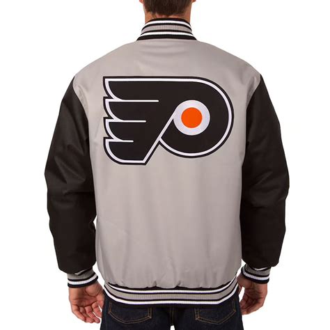 Two Hit Gray And Black Philadelphia Flyers Poly Twill Jacket Jackets