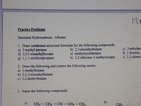 Answered Saturated Hydrocarbons Alkanes 1 Draw Bartleby