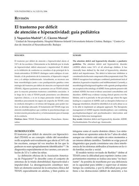 El Trastorno Por DÃ©ficit De AtenciÃ³n E Hiperactividad GuÃ­a PediÃ¡trica