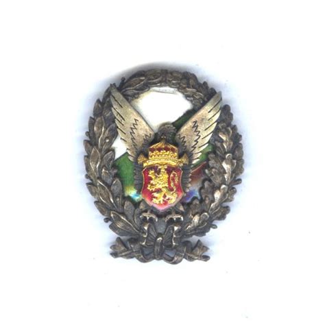 Royal Bulgarian Police Academy Badge In Silvered Bronze With Golden