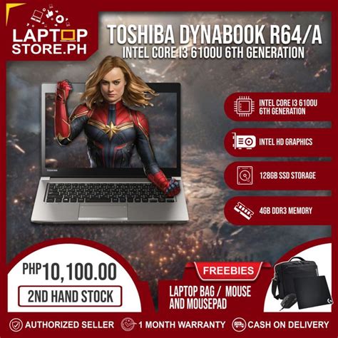 💻 Laptop Toshiba R64 Intel Core I3 6100u 6th Gen 4gb Ddr3 128gb Ssd Cam