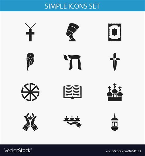 Set of 12 editable faith icons includes symbols Vector Image