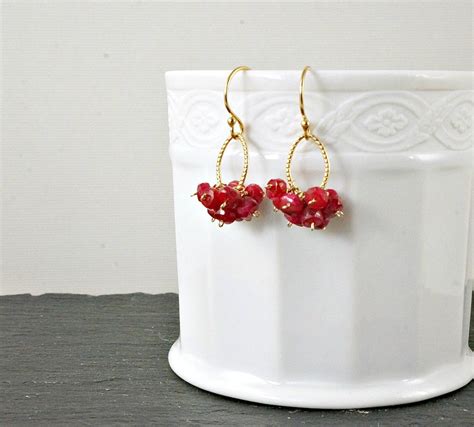 Ruby Earrings July Birthstone Dainty Earrings Gemstone - Etsy