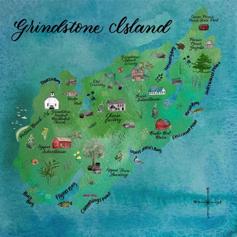 Grindstone Island NY Thousand Islands Map Art Print Etsy