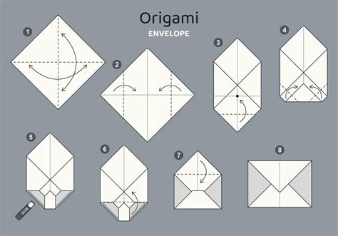 Envelope Origami Scheme Tutorial Moving Model On Grey Backdrop Origami