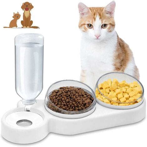 Cat Bowls,Gravity Water and Double Food Bowls,Cat Wet and Dry Food ...